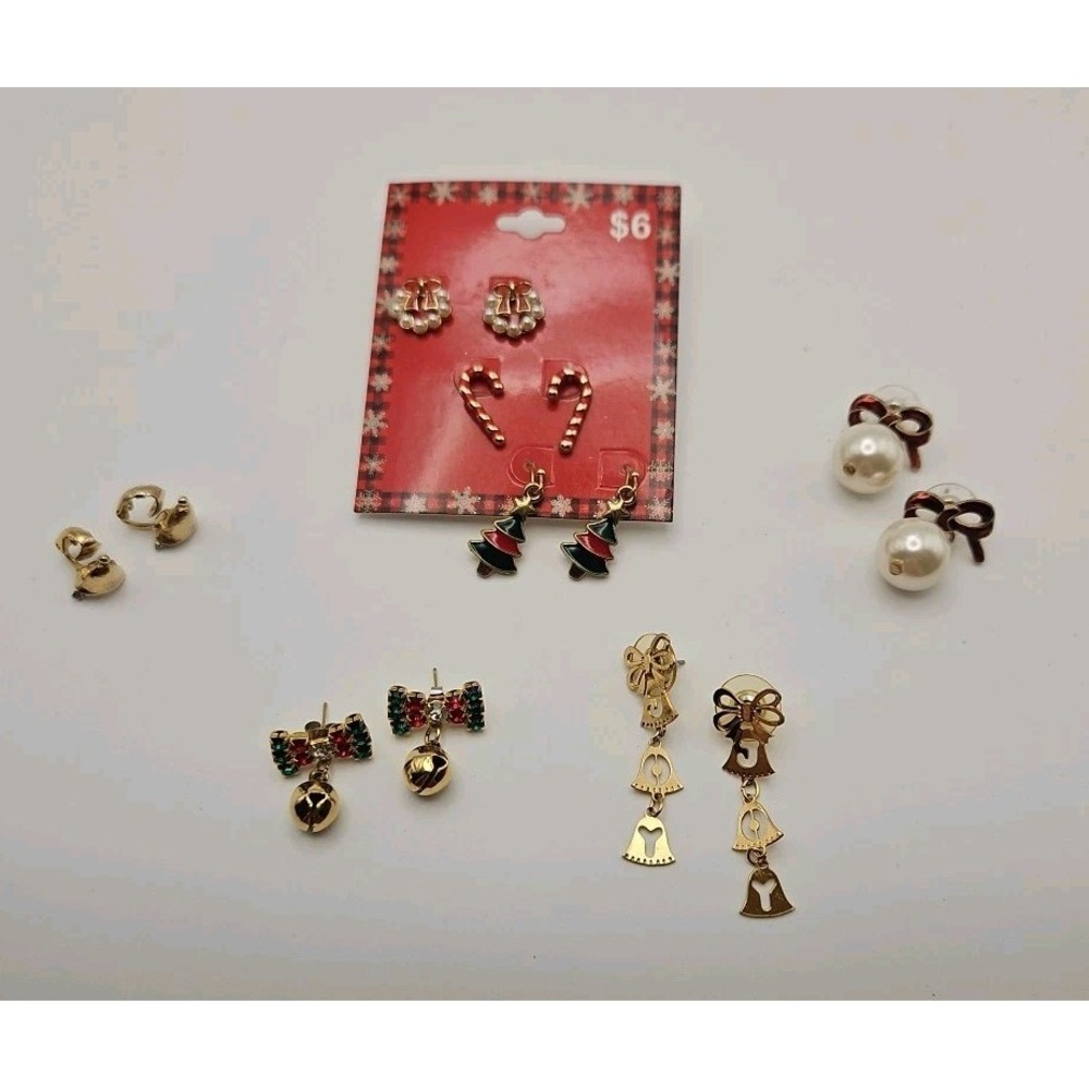 Lot of 7 Pairs Vintage Christmas‎ Earrings (308)